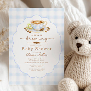 Invitation Bébé est en train de brasser du café bleu Invitati