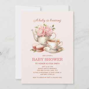 Invitation Bébé est en train de brasser Fleur rose Bébé fille