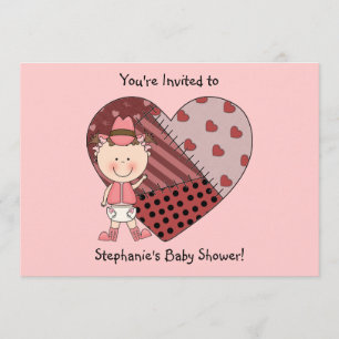 Invitation Bébé et coeur occidentaux de patchwork - partie de