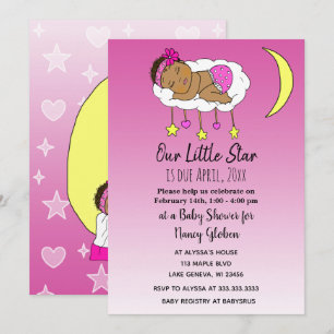 Invitation Bébé ethnique sur un nuage et fête prénatale de la