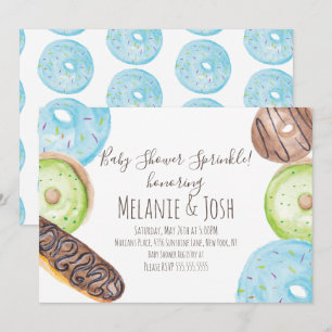 Invitation Bébé Fête de Gâteau Donut Aquarelle Sucré