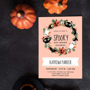 Invitation Bébé fille à la baby shower Halloween effrayante