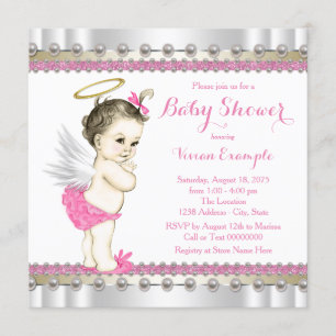 Invitation Bébé Fille Ange Rose Baby Shower