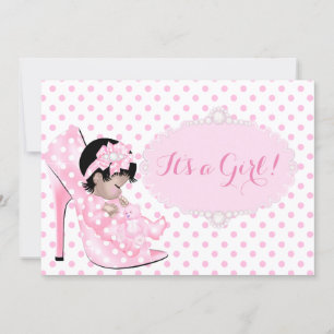 Invitation Bébé fille Baby shower rose blanc Pois Asiatique