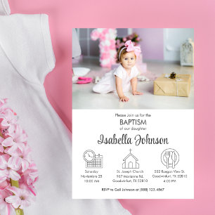 Invitation Bébé fille Bautizo Invitacion mignon Baptême moder