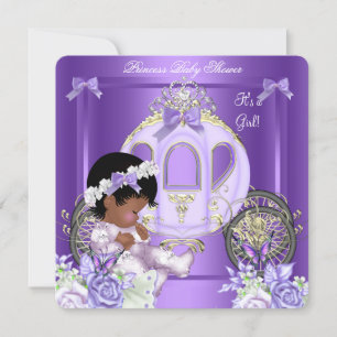 Invitation Bébé Fille Lavande Afro-Américaine Baby Shower 5A