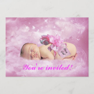 Invitation Bébé fille nuages roses imaginaire douche invitati