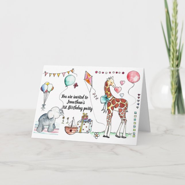 Invitation Bébé Fille ou garçons 1er anniversaire fêtes Invit (Devant)