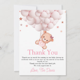 Invitation Bébé Fille Ours Boho Bearly Wait Sweet Merci