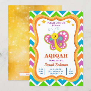 Invitation Bébé Fille Papillon Mignon Aqiqah