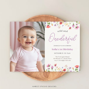 Invitation Bébé Fille Sauvage et superbe 1er anniversaire
