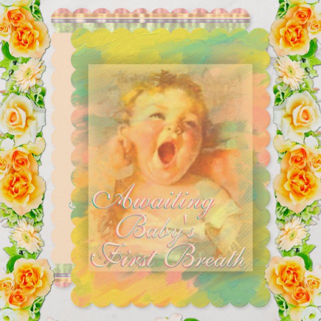 Invitation Bébé fille vintage jolie couleur d'eau élégante (Créateur téléchargé)