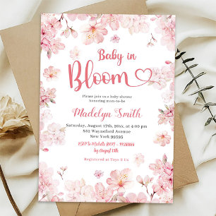 Invitation Bébé Fleur de Cerisier Rose Sakura en Fleur