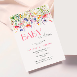 Invitation Bébé Fleur sauvage coloré dans le Baby shower en f