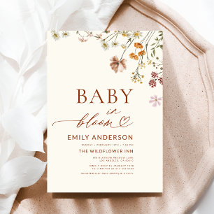 Invitation Bébé fleur sauvage en Fleur Baby shower en terre c