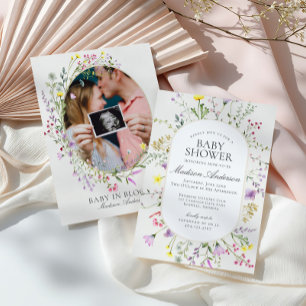 Invitation Bébé fleur sauvage en Fleur Baby shower floral