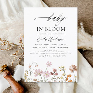 Invitation Bébé fleur sauvage en Fleur Baby shower floral