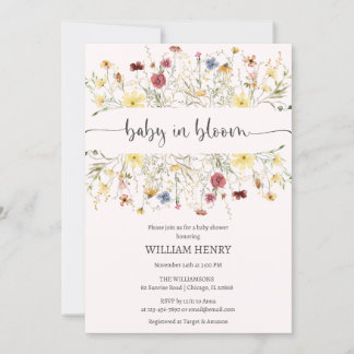 Invitation Bébé fleur sauvage en Fleur baby shower floral pri