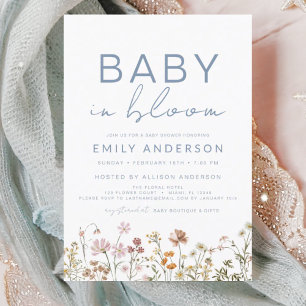 Invitation Bébé fleur sauvage en Fleur Baby shower Jardin