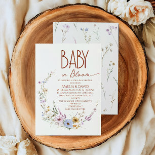 Invitation Bébé Fleur Sauvage en Fleur - Fête Prénatale en Te