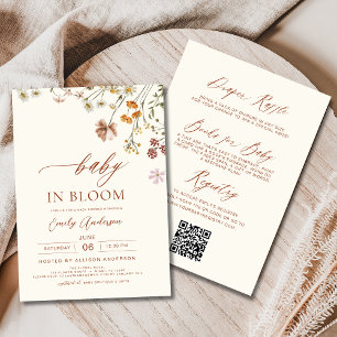 Invitation Bébé fleur sauvage en fleur tout en un Baby shower