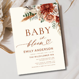 Invitation Bébé fleur sauvage en fleurs Baby shower d'automne