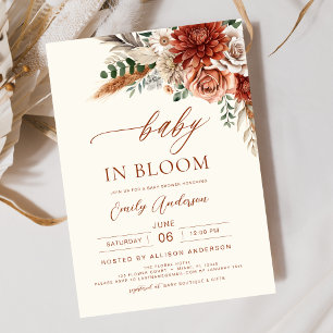 Invitation Bébé fleur sauvage en fleurs Baby shower d'automne