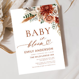 Invitation Bébé fleur sauvage en fleurs Baby shower d'automne