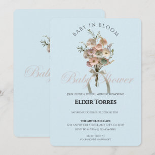 Invitation Bébé Fleur sauvage habillé dans le Baby shower Blo