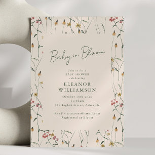 Invitation Bébé Fleur Sauvage Terreuse en Fleur Douce Douche 