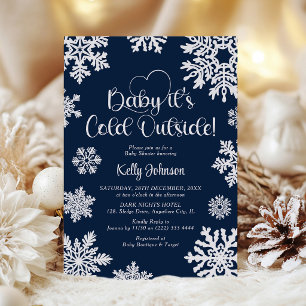 Invitation Bébé Flocon de Neige Il Fait Froid Dehors Baby Sho