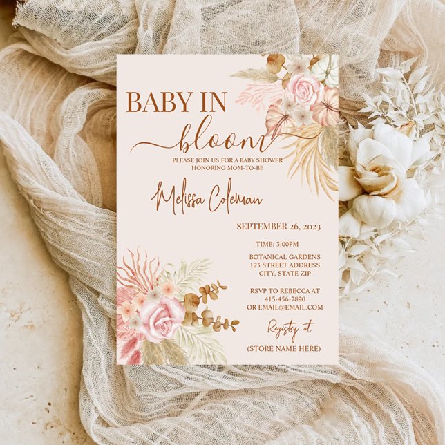 Invitation Bébé Floral Boho Dans Le Baby shower Fleuri (Baby In Bloom)