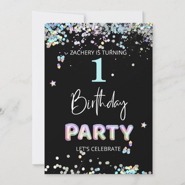 Invitation *~* BÉBÉ GARÇON 1er premier BALLON Anniversaire  (Devant)