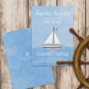 Invitation Bébé garçon Baby Shower Mignon Voilier