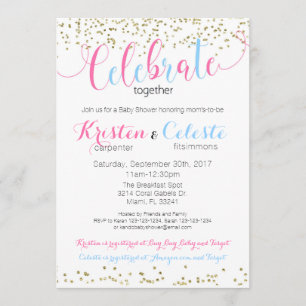 Invitation Bébé garçon et fille Baby shower combiné Invitatio