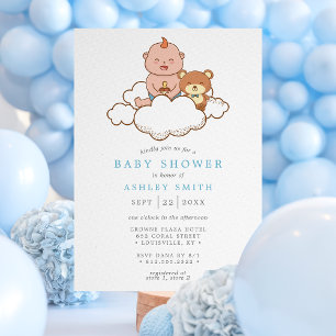 Invitation Bébé garçon sur un nuage Baby Shower adorable