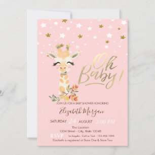 Invitation Bébé girafe mignon vedette de la baby shower