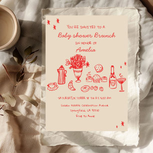 Invitation Bébé gribouillis fantaisiste Baby Brunch Baby Show