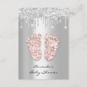 Invitation Bébé gris argent fille garçon douche pieds pieds g
