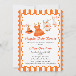 Invitation Bébé Halloween Fille Petite Sorcière Citrouille