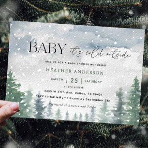 Invitation Bébé hivernal neige Il fait froid dehors Baby show