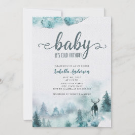 Invitation Bébé Il fait froid à l’extérieur Baby shower fores