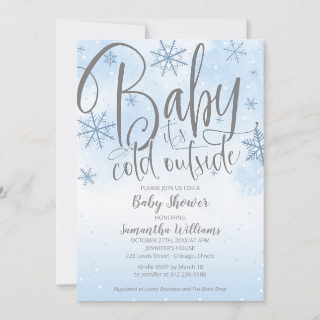 Invitation Bébé Il fait froid à l'extérieur Baby shower garço (Devant)