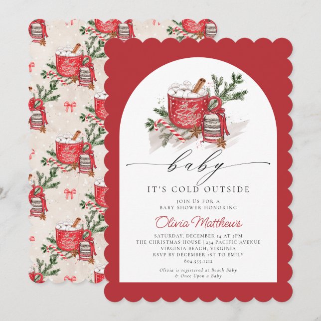 Invitation Bébé Il fait froid à l'extérieur du Baby shower d' (Devant / Derrière)