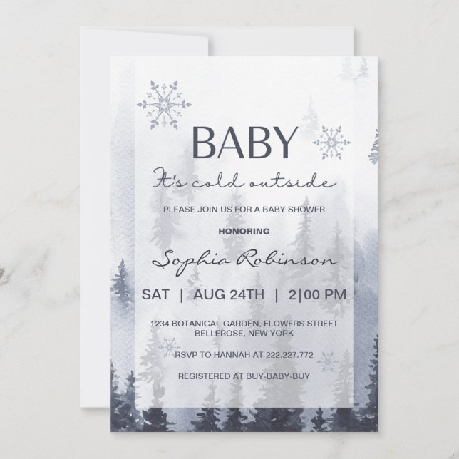 Invitation Bébé Il fait froid à l'extérieur du Baby shower de (Devant)