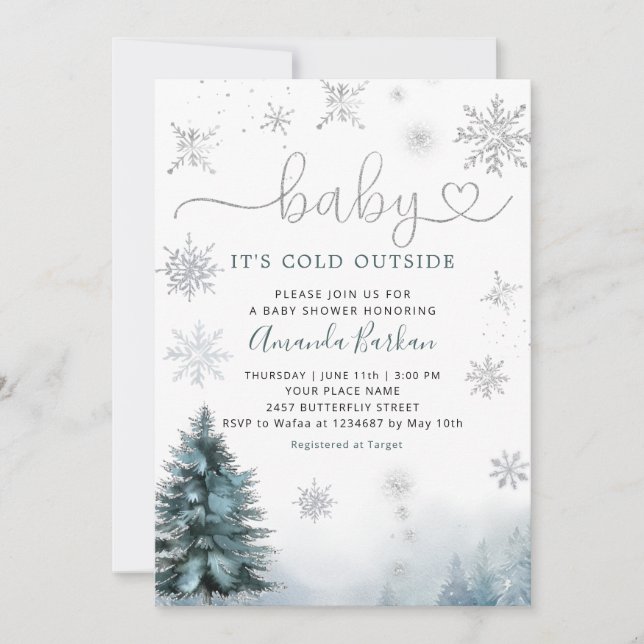 Invitation Bébé Il fait froid à l'extérieur du Baby shower de (Devant)