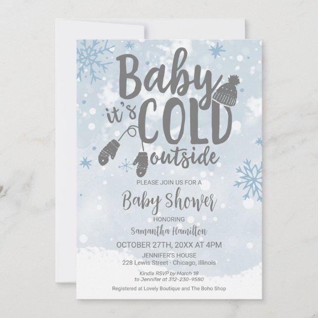 Invitation Bébé Il fait froid à l'extérieur du Baby shower Ga (Devant)