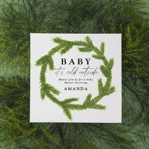 Invitation Bébé il fait froid dehors aquarelle baby shower
