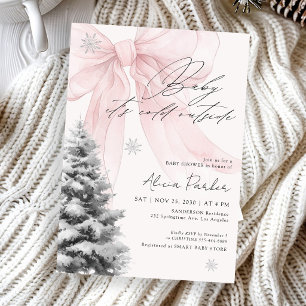Invitation Bébé il fait froid dehors arc rose baby shower