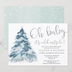 Invitation Bébé il fait froid dehors argent Couples baby show